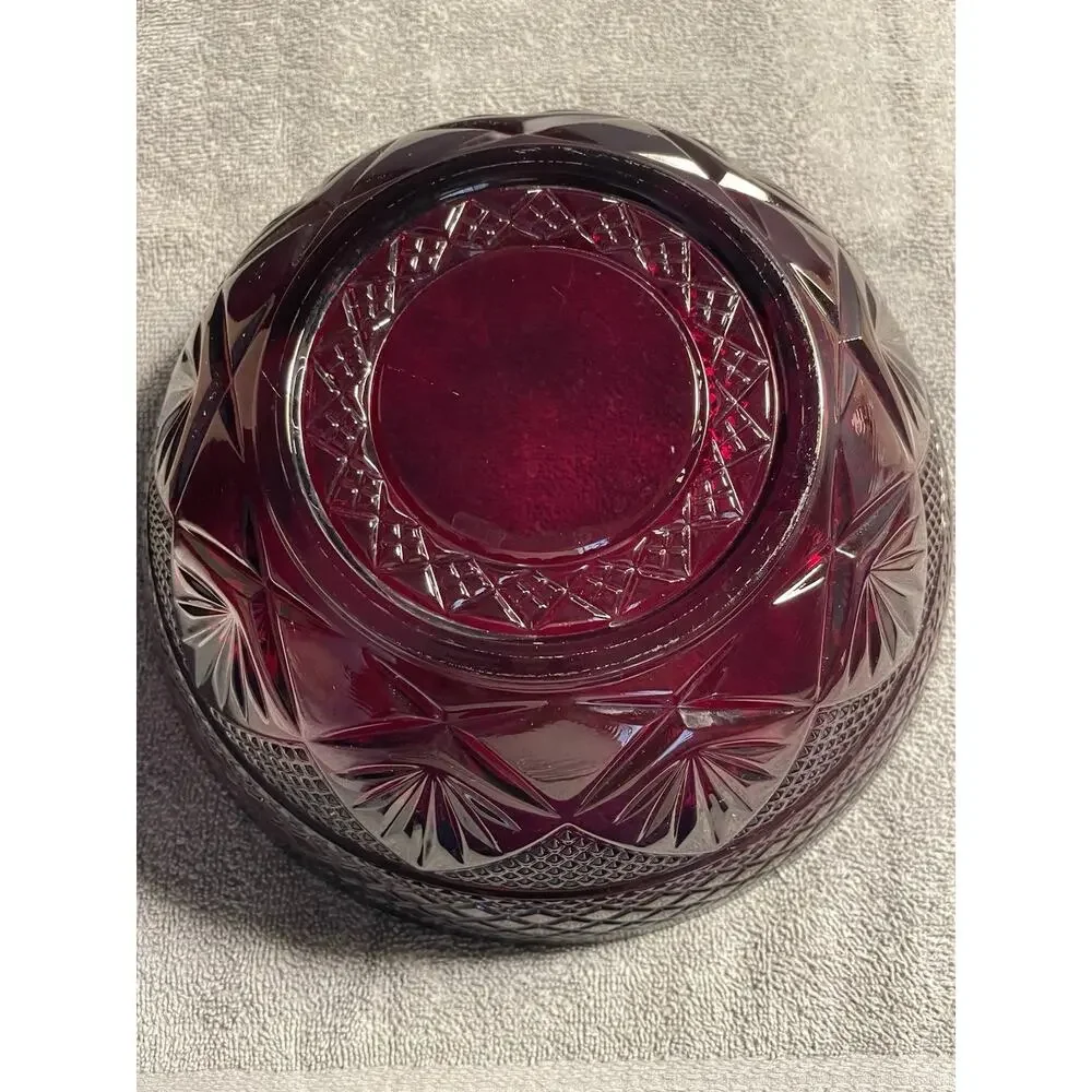Cristal D’Arques Durand Antique Ruby Red Glass 10” Serving Salad Bowl France